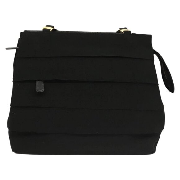 Salvatore Ferragamo Chain Vala Shoulder Bag Canvas Black Gold Auth - Picture 9 of 16